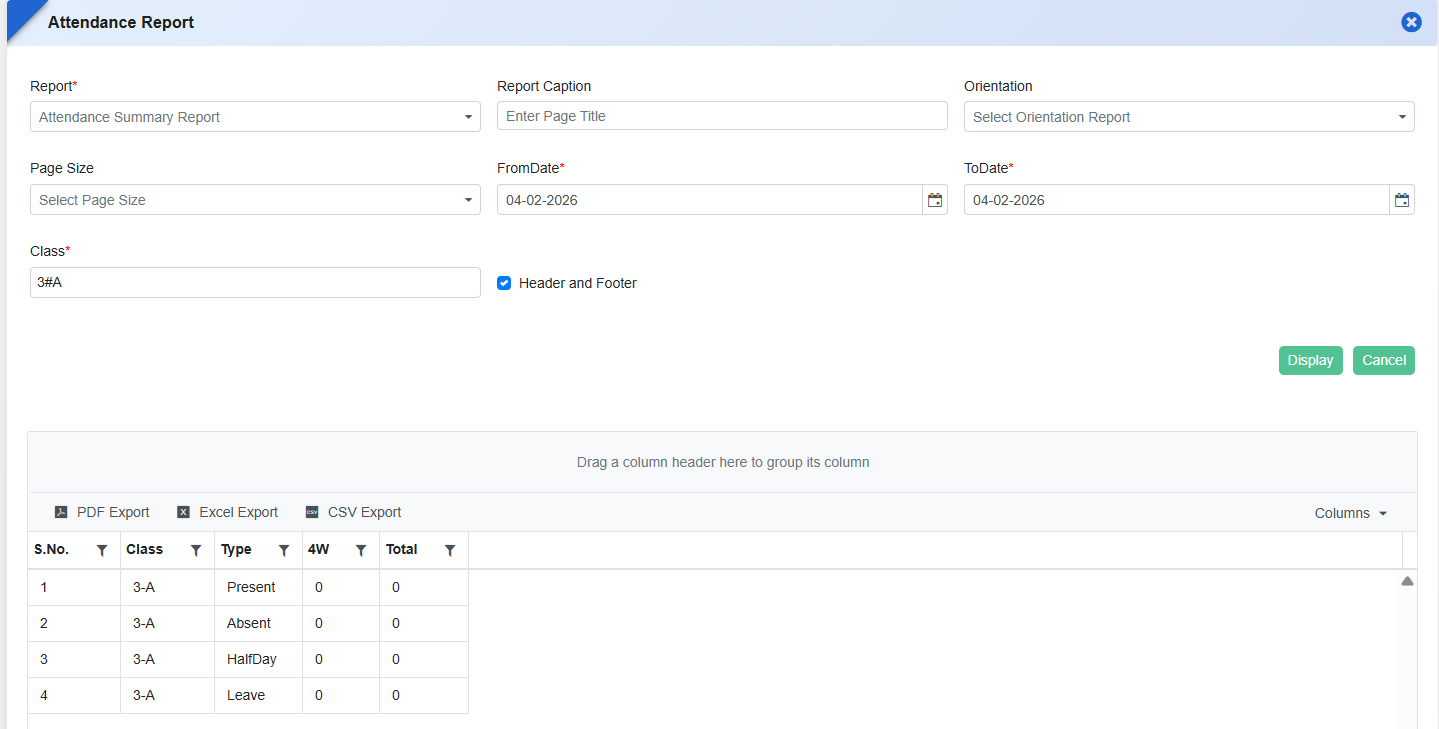 Staff Attendance Time Slot Configuration