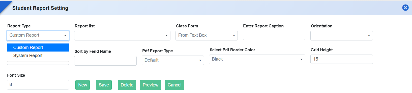 Student Report Image Fields